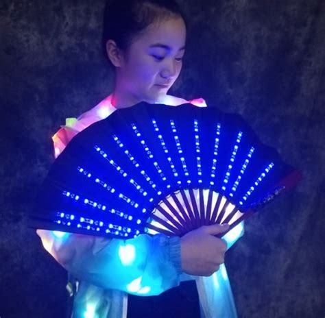 LED Folding Paper Fan Pattern Folding Dance Wedding Party Lace Silk ...