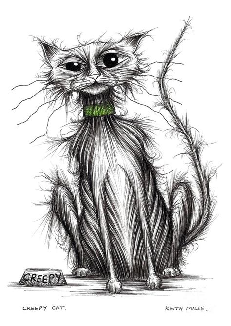 Creepy cat Drawing by Keith Mills - Fine Art America