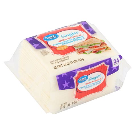 Great Value Singles White American Pasteurized Prepared Cheese Product ...