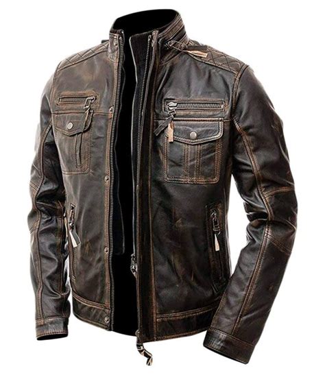 Cafe Racer Distressed Brown Leather Motorcycle Jacket | XtremeJackets
