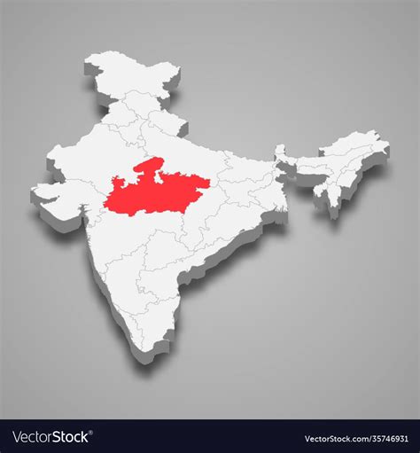 Madhya pradesh state location within india 3d map Vector Image