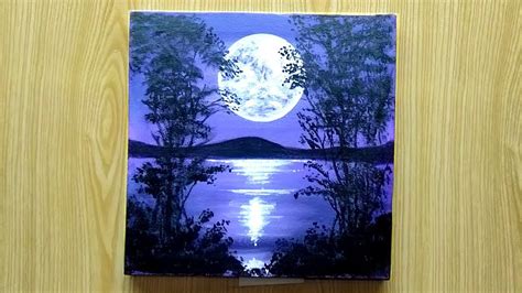 Full moonlight acrylic painting scenery | Beautiful scenery | Mk Art ...