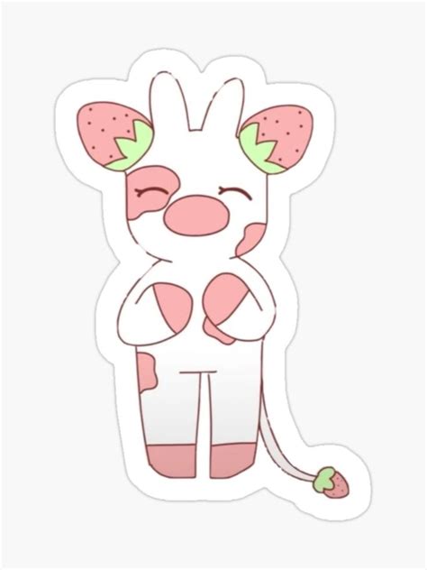 "Strawberry Cow Cute Sticker" Sticker for Sale by law99 | Cute stickers ...