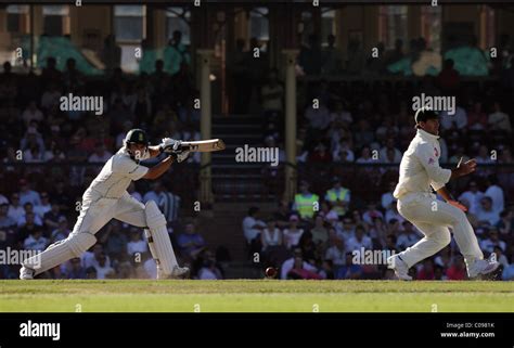 Australian captain Ricky Ponting takes evasive action from a shot from ...