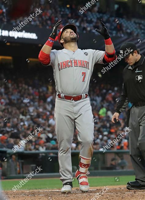 Cincinnati Reds Eugenio Suarez Celebrates After Editorial Stock Photo ...