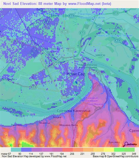 Elevation of Novi Sad,Serbia Elevation Map, Topography, Contour