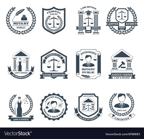 Lawyer black white logo set Royalty Free Vector Image