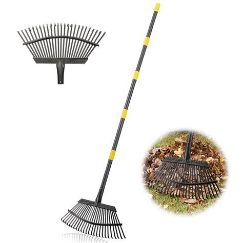 Leaf Rake for Gardening - 18" Wide Garden Rake for Leaves,25 Tines Yard ...