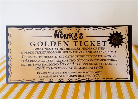 WILLY WONKA Golden Ticket Invitation Digital printable