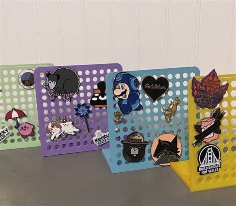 Cute Enamel Pin Display Stand 4x4 Rounded Square Shape display Your Pin Collection - Etsy