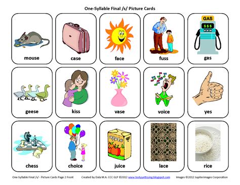 Testy yet trying: Final S: Free Speech Therapy Articulation Picture Cards