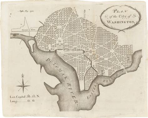 1792 plan of Washington, D.C. engraved in Boston by Samuel Hill - Rare ...