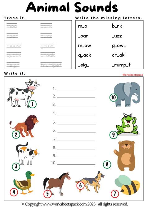 Free Animal Sounds Worksheets - worksheetspack in 2023 | Animal sounds ...