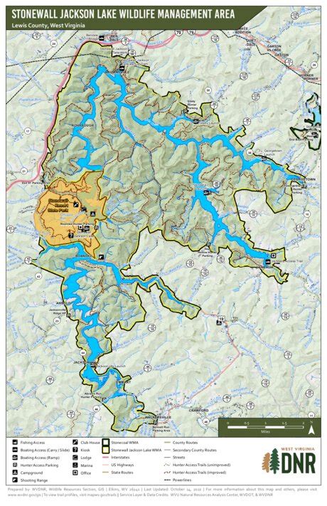 Stonewall Jackson Lake Wildlife Management Area and State Park Map by WV Division of Natural ...