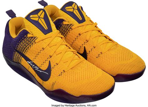 2016 Kobe Bryant Game Worn & Signed Los Angeles Lakers Sneakers | Lot #57348 | Heritage Auctions