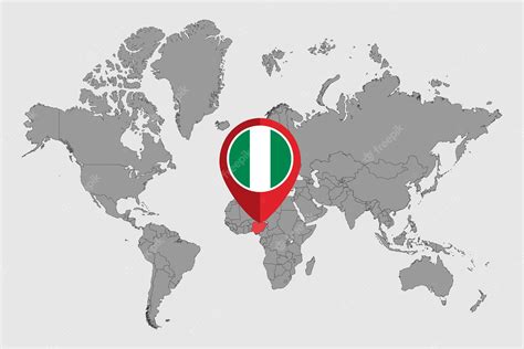 Premium Vector | Pin map with nigeria flag on world map vector illustration