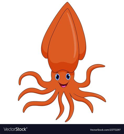 Cute cartoon squid vector image on VectorStock | Cute cartoon, Cartoon, Cartoon animals