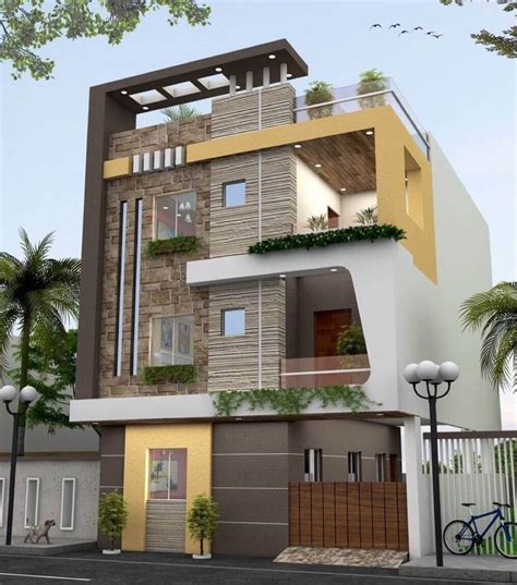 Modern Three Stories Building Exterior Design Ideas | Indian house ...