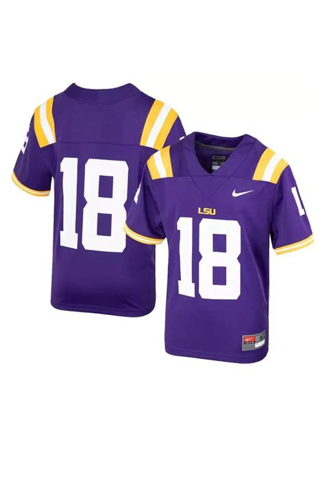 LSU Tigers Purple #18 Kids/Youth Nike Team Replica Football Jersey – Mike's Den