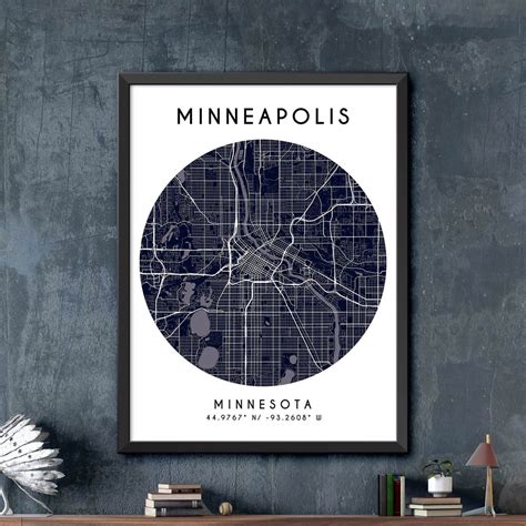 Map of Minneapolis, Minneapolis Map Print, Minneapolis City Poster, Vintage City Map ...