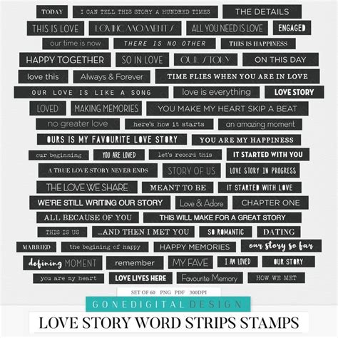 Love Digital Word Strips Word Sticker Scrapbook Printable - Etsy in ...