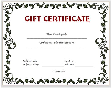 Gift Certificate Template (Floral Design) - Dotxes