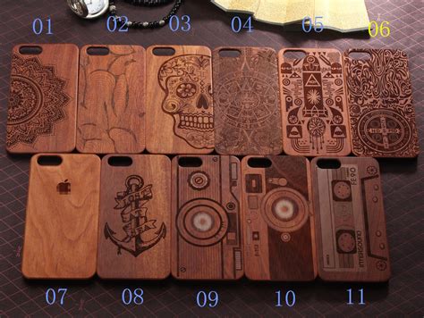 Wooden Phone Case 11 Pattern Mobile Accessories Laser Engraving Custom Design Wooden Cell Phone ...