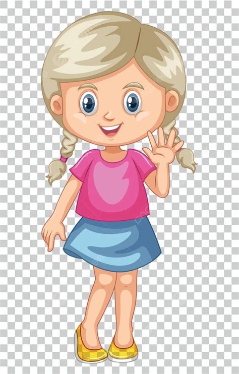 Cute Girl Waving Hand Clip Art Picture Path Vector, Clip Art, Picture, Path PNG and Vector with ...