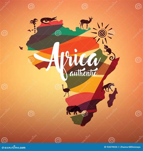 Africa Travel Map, Decorative Symbol of Africa Stock Vector ...