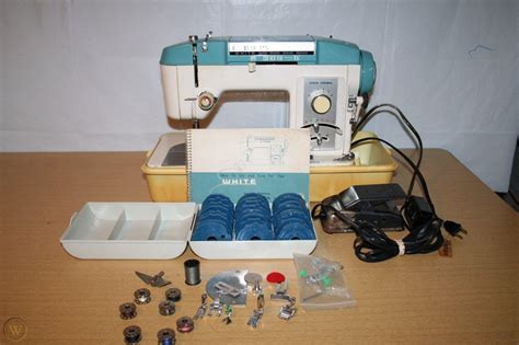 Vintage White Sewing Machine Model 967 with Cams, Bobbins, Pedal ...