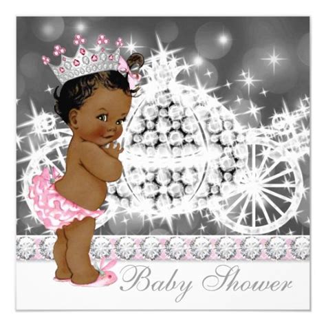 African American Ethnic Princess Baby Shower Invitation | Zazzle