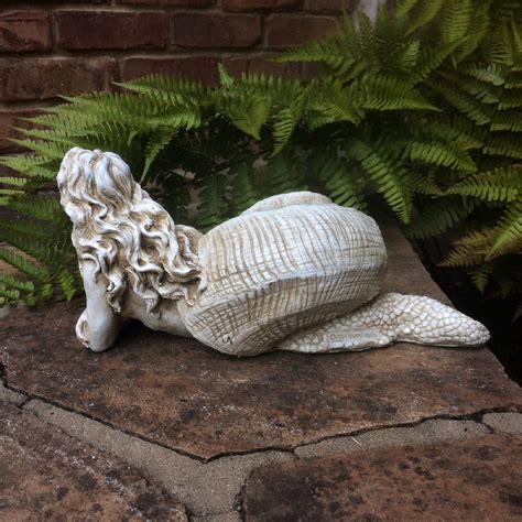 Homestyles 12 in. Antique White "Pasithea" Sexy Sea Snail Mermaid in Her Exotic Shell Nautical ...