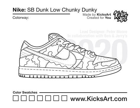 Nike SB Dunk Low Sneaker Coloring Pages - Created by KicksArt