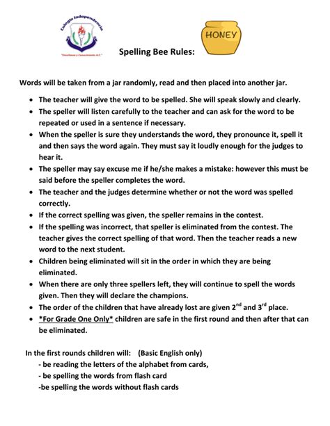 Spelling Bee Rules: