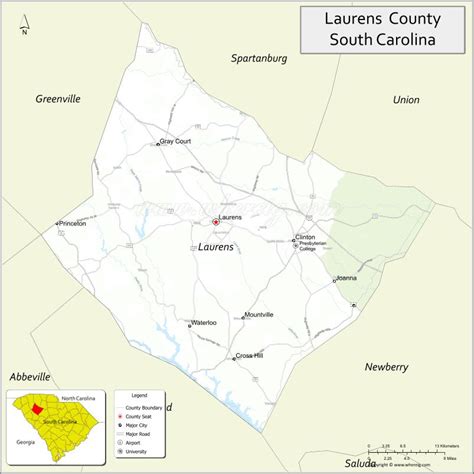 Map of Laurens County, South Carolina - Where is Located, Cities ...