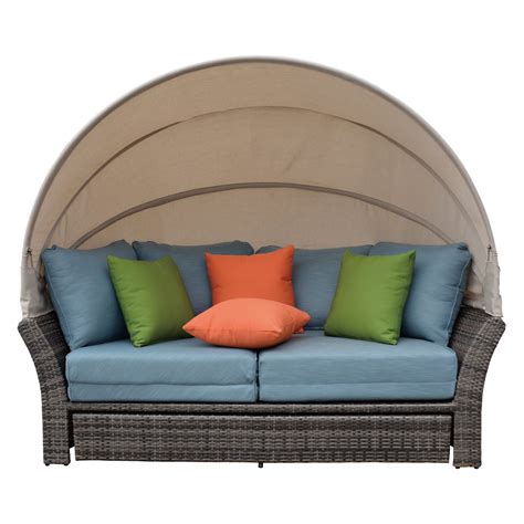 Coutyard Casual Taupe Eclipse Outdoor Expandable Oval Daybed with Canopy - Walmart.com - Walmart.com