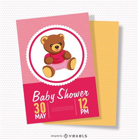 Pink Girly Baby Shower Card Vector Download