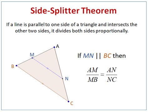 Side Splitter Theorem (examples, solutions, videos, worksheets, activities)