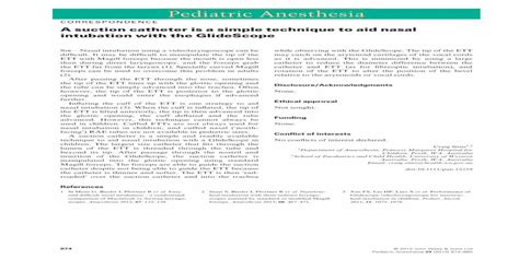 A suction catheter is a simple technique to aid nasal intubation with ...