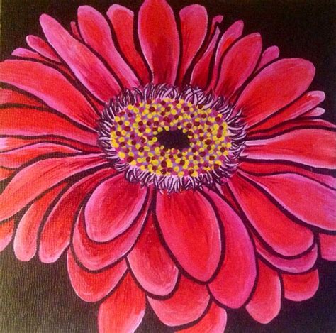 Items similar to Red Gerber Daisy Original Acrylic Painting on Etsy