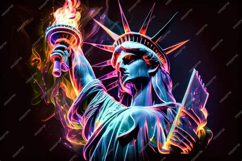 Premium Photo | A statue of liberty with a torch in the center.