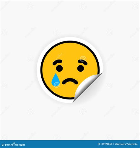 Crying Emoji Sticker. Cry. Sad. Upset. Tears. Vector EPS 10. Isolated on White Background Stock ...