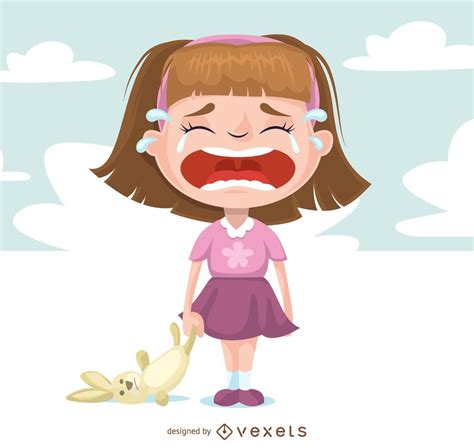 Illustrated Sad Girl Crying Vector Download