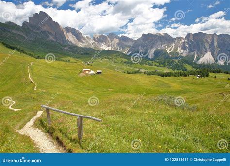 Puez Odle Mountain Range Viewed from a Hiking Path Leading To Mount Pic Above Raiser Pass, Val ...