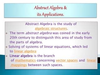 Abstract algebra & its applications | PPT