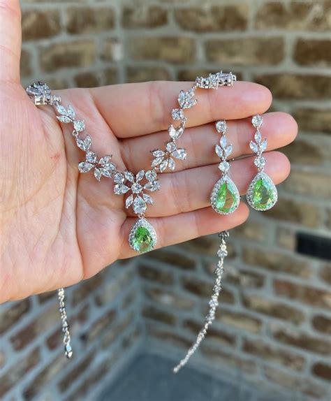 Peridot Green light Green mint Green Silver Wedding | Etsy