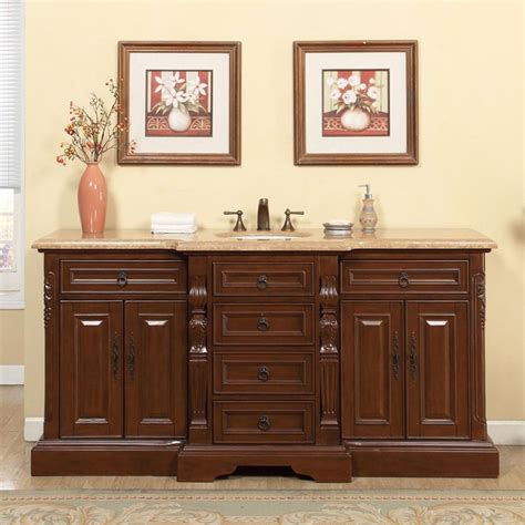 72 Inch Traditional Single Bathroom Vanity with a Travertine Counter Top UVSRV0280TW72C