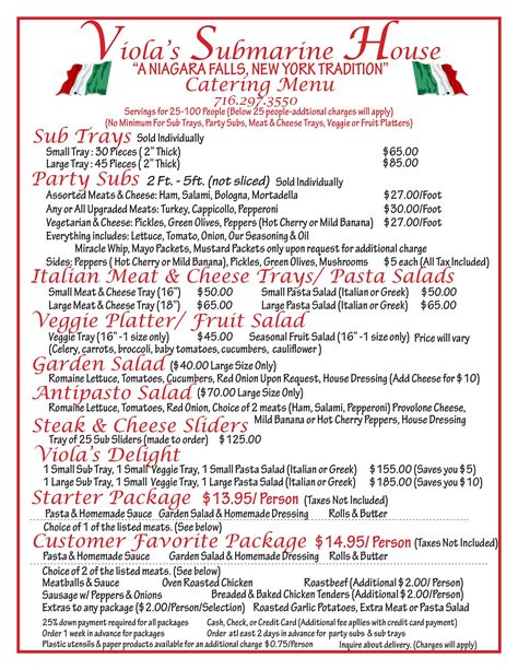 Catering Menu — Viola's