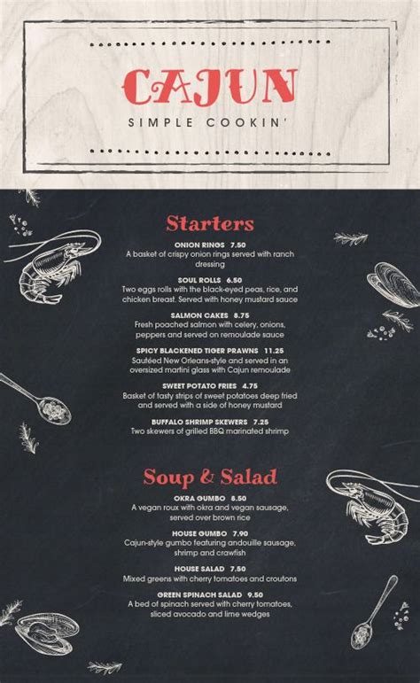 Cajun Food Menu Design Template by MustHaveMenus