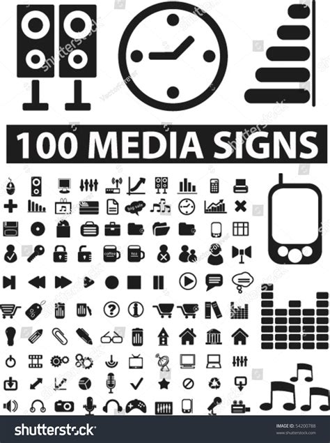 100 Media Signs Vector Stock Vector (Royalty Free) 54200788 | Shutterstock